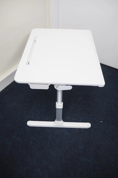 Cooper Desk PRO Large Laptop Table, Adjustable Height | Leather Laptop Lap Tray white