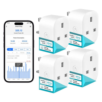 Meross Smart Plug with Energy Monitoring, Mini WiFi 4 Pack