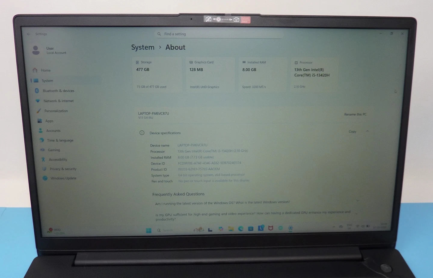 READ CONDITION Lenovo V15 G4 15.6" Laptop Intel i5-13420H 8GB 500GB SSD Win11Pro
