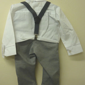 HOBEA-GERMANY-BABY SUIT-UK9-12MONTHS-GERMANY SIZE 74-WHITE/GREY