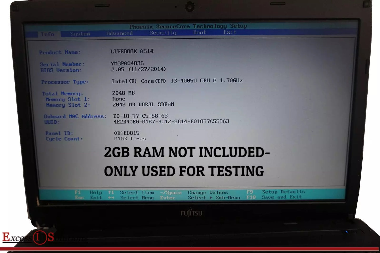Fujitsu Lifebook A544 Intel i3 4th 15.6" screen NO RAM OR HDD