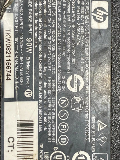 HP AC MAINS ADAPTER/CHARGER PA-1900-08R1 PPP012HA  PA-1900-32HA 19V 4.74A 90W