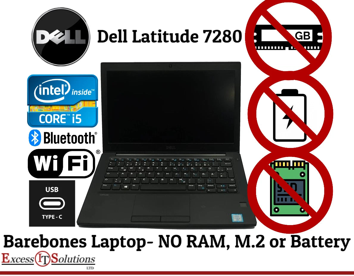 Dell Latitude 7280 12.5" Laptop Core i5 6300U NO M.2 NO RAM NO BATTERY