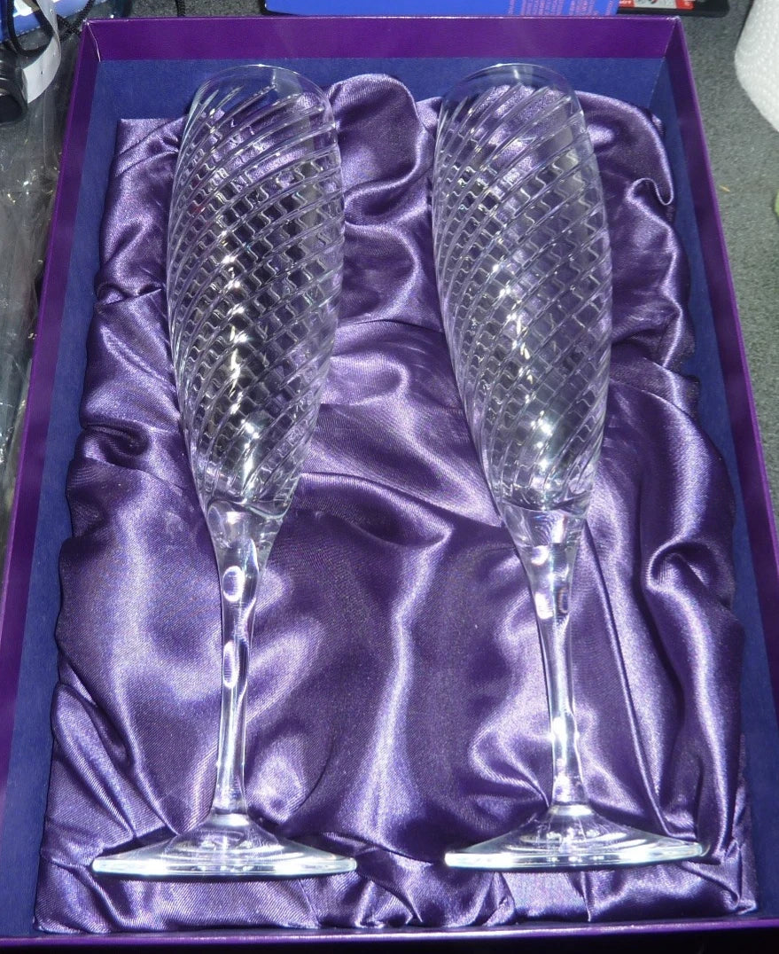 PORTMEIRION - SOPHIE CONRAN FOR ROYAL WORCESTER - CIRRUS - CHAMPAGNE FLUTES X2