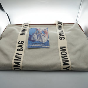Childhome mommy nursery signature canvas offwhite bag with belt and nursing matt