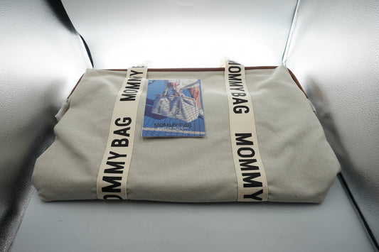 Childhome mommy nursery signature canvas offwhite bag with belt and nursing matt