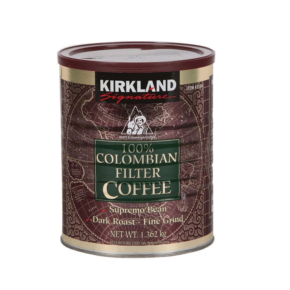 Kirkland Signature 100% Colombian Filter Coffee Dark Roast, 1.362Kg Tub Sealed
