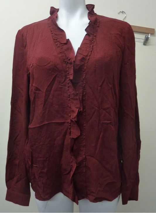 SEZANE BLOUSE LUCE BORDEAUX-SIZE UK10-FRENCH38-RED