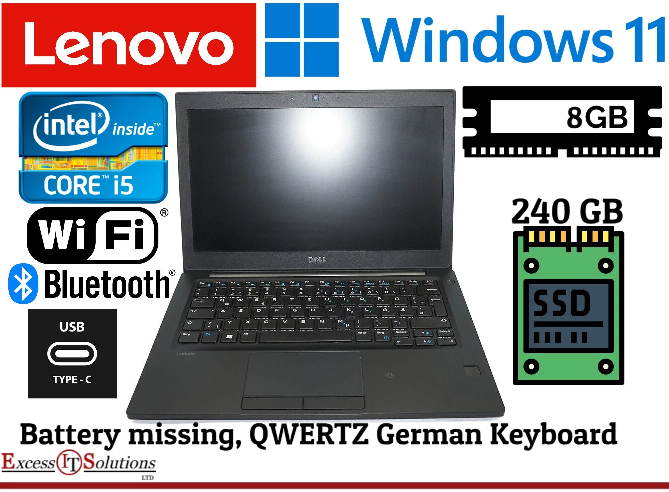 Dell Latitude 7280 12.5" Laptop Intel Core i5 6300U 8GB RAM 240GB SSD Windows 10