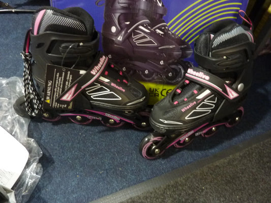 WHEELIVE INLINE SKATES-SIZE UK3-6 BLACK/PINK