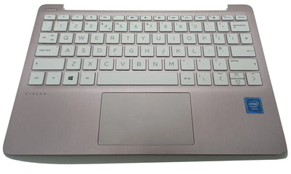 Genuine HP Stream 11-AK 11-AJ Palmrest Cover Keyboard UK Pink L44642-031