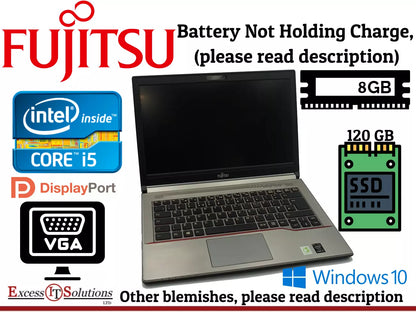 Fujitsu Lifebook E744 Intel i5 4th 8GB RAM 120GB SSD Win 10 Pro Silver/Red