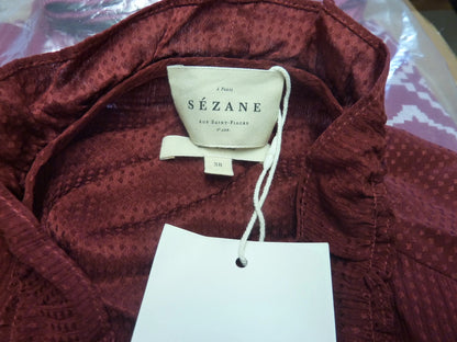 SEZANE BLOUSE LUCE BORDEAUX-SIZE UK10-FRENCH38-RED