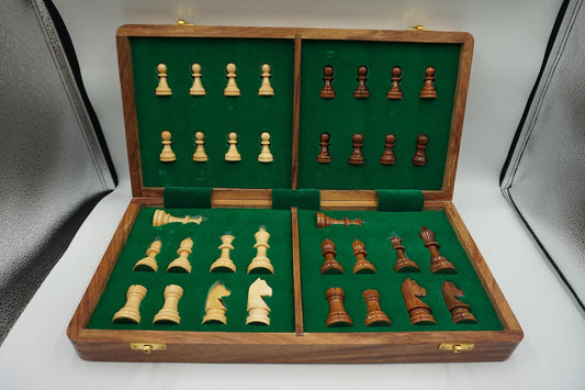 BC best chess 16" wooden magnetic folding chess board with extra queens