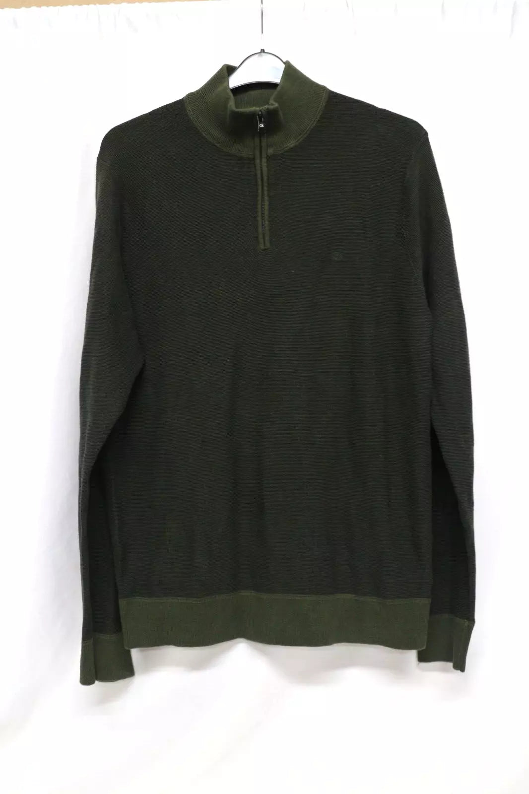 Calvin Klein half zip organic cotton jumper Green M