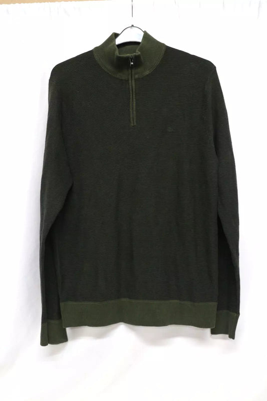 Calvin Klein half zip organic cotton jumper Green M