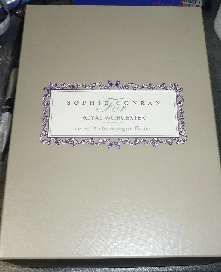 PORTMEIRION - SOPHIE CONRAN FOR ROYAL WORCESTER - CIRRUS - CHAMPAGNE FLUTES X2