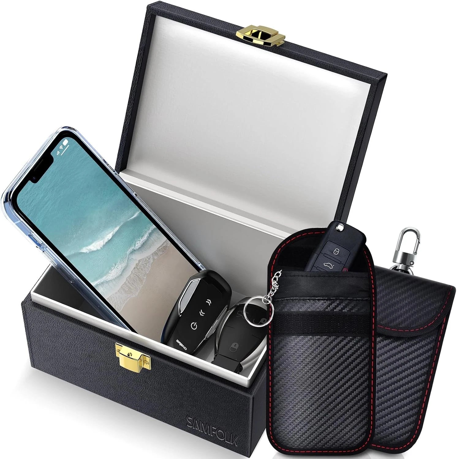 Samfolk Faraday Box and Pouch 2 Pack, Keyless Entry Car Key Safe Small