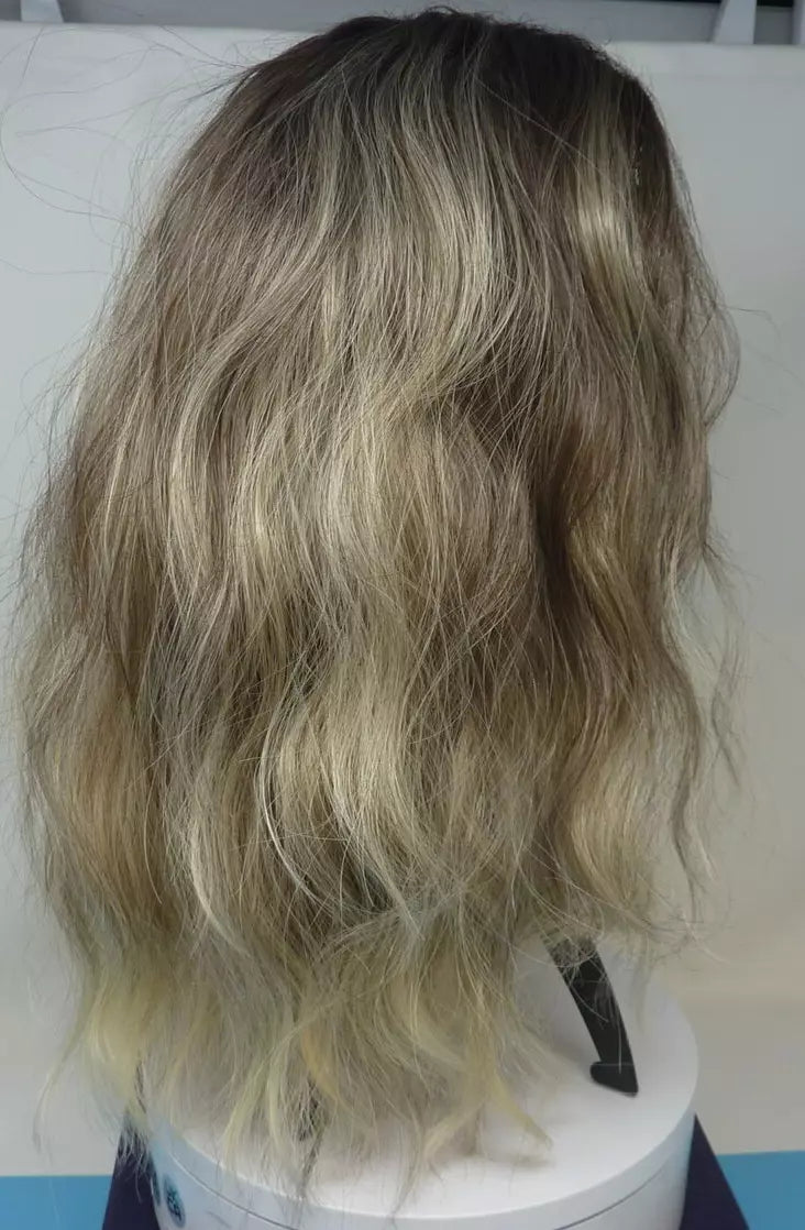 FULL WIG-BLONDE/BROWN HIGH LIGHTS-APPROX 16"