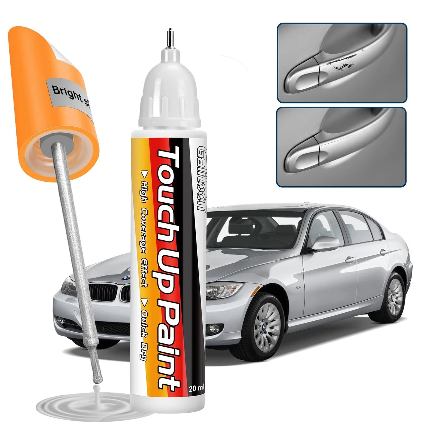 2 X Silver Car Touch Up Paint Pen 0.8oz 2-in-1 Scratch Repair Fill & Paint Quick
