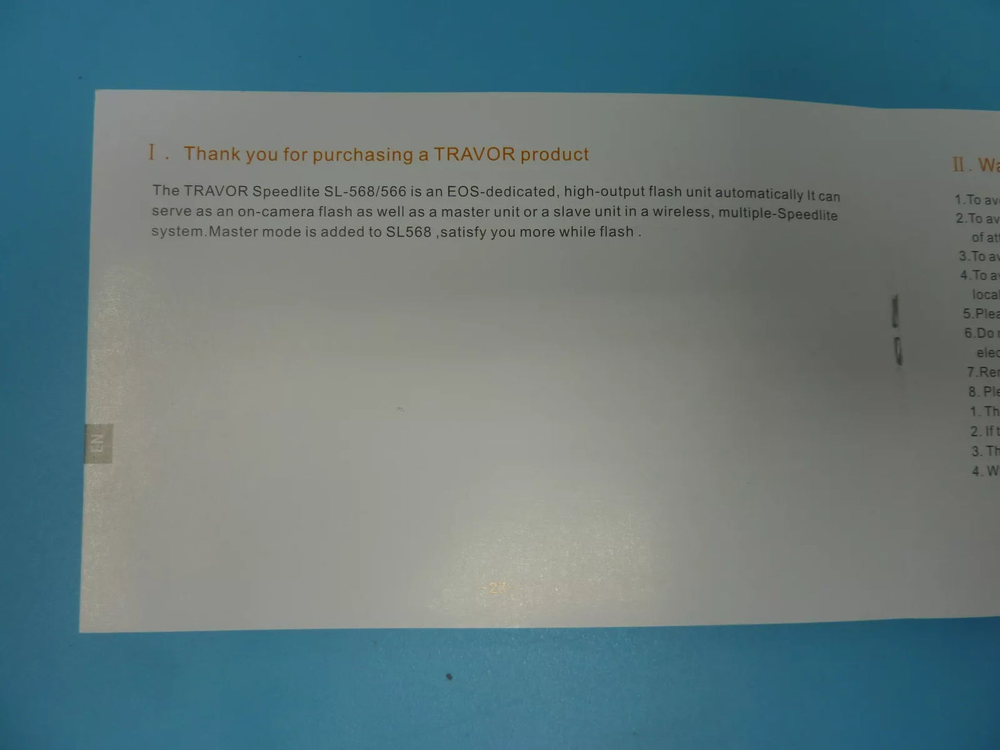 TRAVOR SL-568 SPEEDLITE FLASH