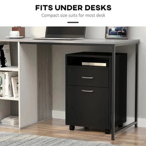 HOMCOM 60cm Filing Cabinet with Drawers and Open Shelf, Black