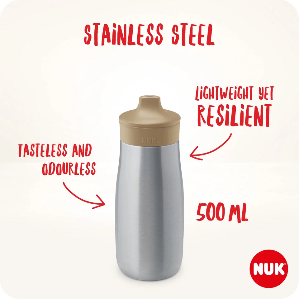 NUK Mini-Me Flip Toddler Cup With Straw , 12+ Months , 500 ml , Stainless Steel