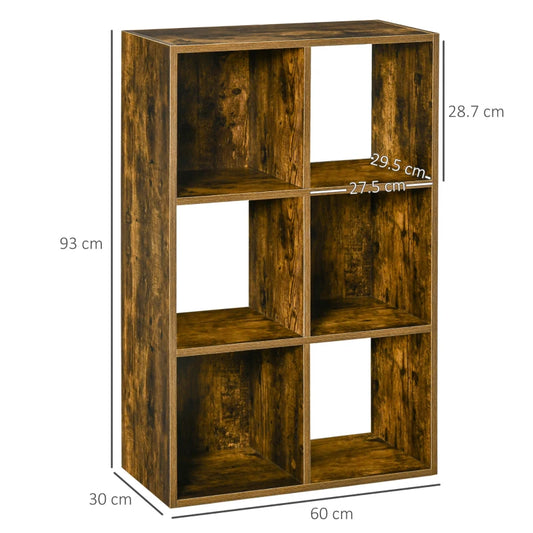HOMCOM Industrial Style Storage Shelf, Bookcase, Bookshelf with 6 Compartments