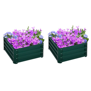 Outsunny Set of Two 60 x 60cm Steel Planter Boxes - Green-845-041V01GN
