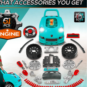 HOMCOM Kids Truck Engine Toy Set-Teal Green-350-128