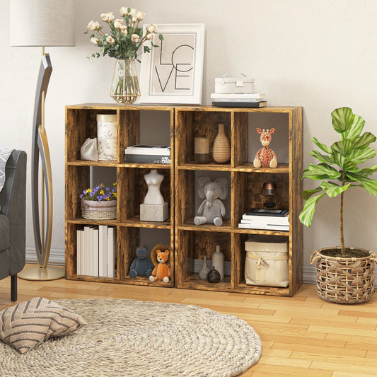 HOMCOM Industrial Style Storage Shelf, Bookcase, Bookshelf with 6 Compartments