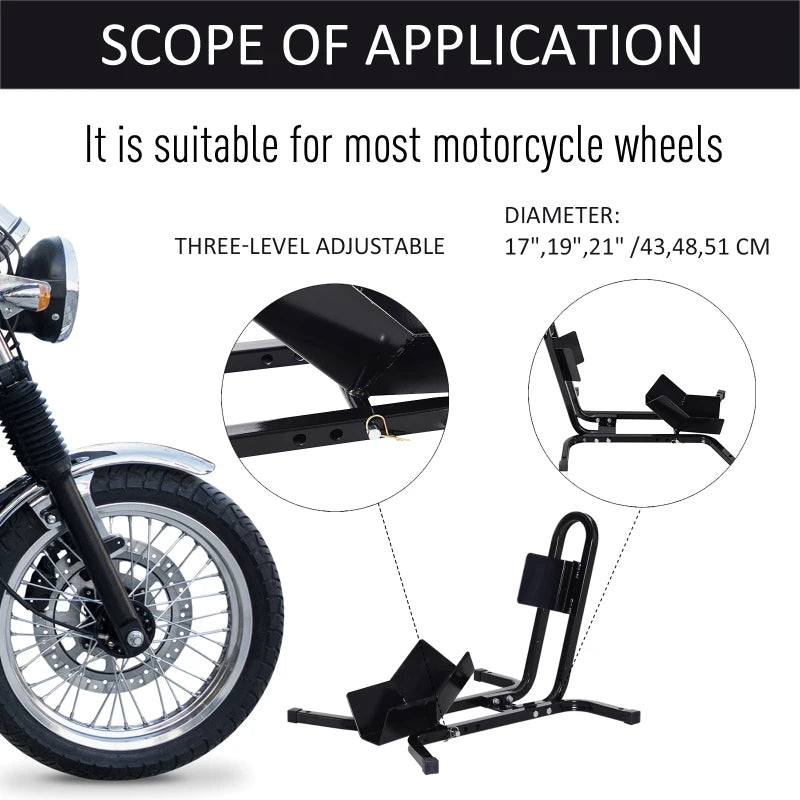 HOMCOM Metal Motorcycle Motorbike Wheel Chock Locking Stand System