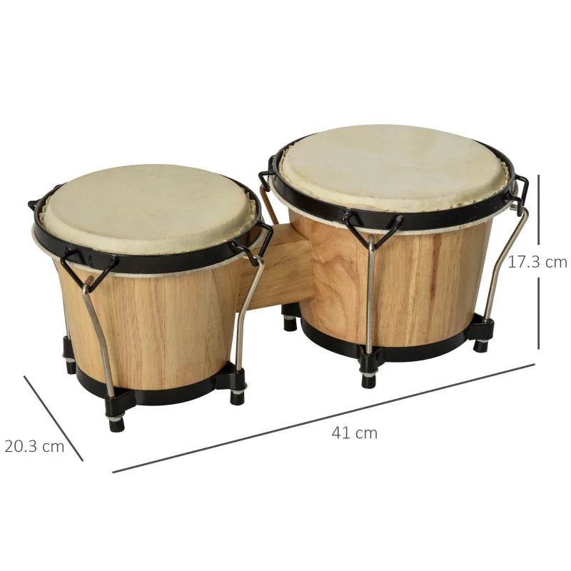 HOMCOM Wooden Bongo Drum Set